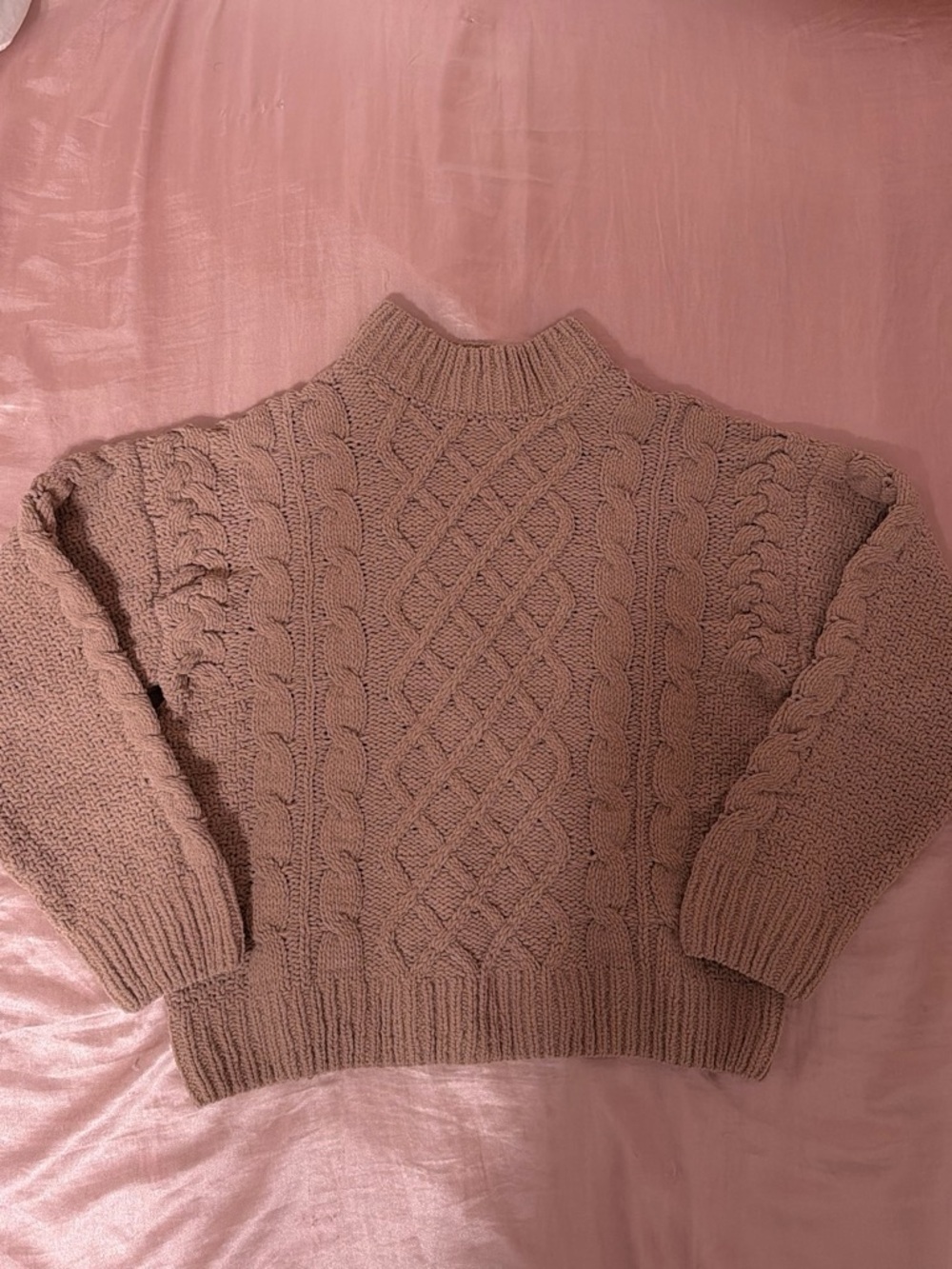 Primark Cable-Knit Mock Neck Sweater in Dusty Mauve